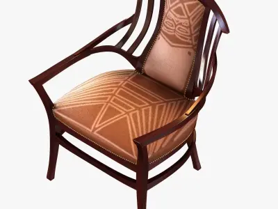 OAK UPHOLSTERED BODENHAUSEN ARMCHAIR DESIGNED BY HENRY VAN DE VE 3D model
