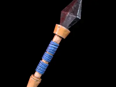 Stylized Stone Dagger primitive stone lowpoly melee weapon asset Low-poly 3D model