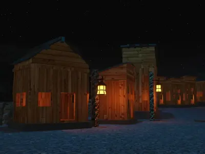 old castle  blender  castle and a few houses  Low-poly 3D model