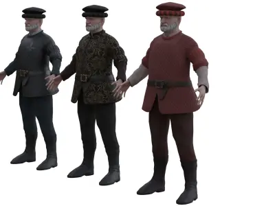 Medieval Old man Low-poly 3D model