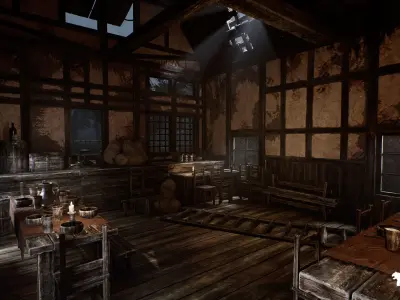 Medieval Tavern Low-poly 3D model