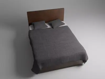Modern Double Bed 3D Model MidLowpoly Free low-poly 3D model