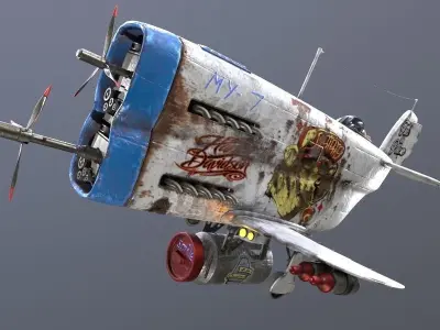 Stylized realistic white airplane Low-poly 3D model