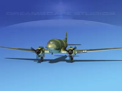 Douglas C-47 Dakota USAF V04 3D model