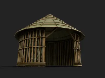 Bamboo Shelter 9 Low-poly 3D model