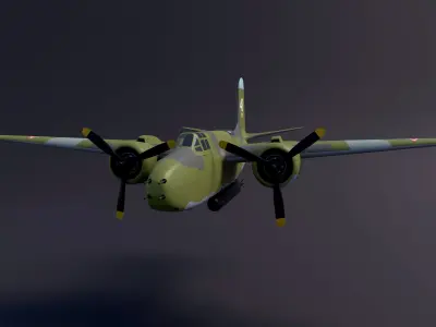 Simple A-20 Boston Douglas DB-7 Havoc bomber in the Soviet army 3D model