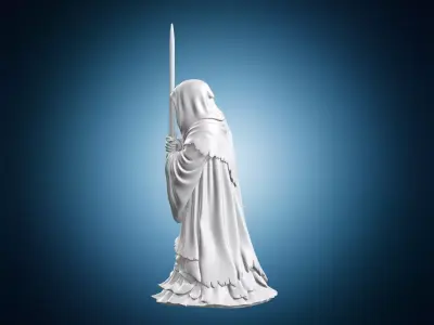 Nazgul Ringwraith Dark Lord of the Rings Hooded Sword Wraith Min 3D print model