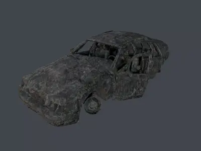 Apocalyptic Damaged Destroyed Vehicle Car Game Ready 22 Low-poly 3D model