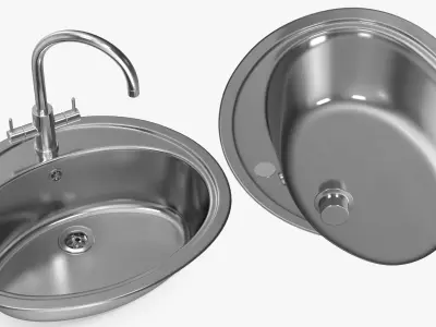 Hydraulic Drain Pump in Sink Chrome 3D model