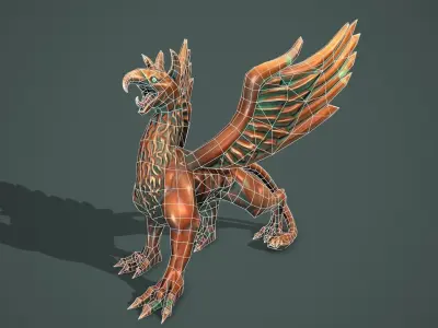 Statue griffon Low-poly 3D model