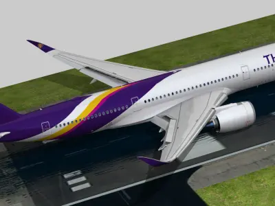 Airbus A350-900 XWB Thai Airways Low-poly 3D model