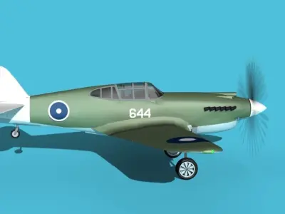 Curtiss P-40B Tomahawk V11 Australia 3D model