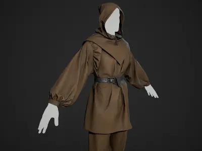 Brown Medieval Outfit Low-poly 3D model