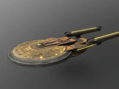 27-2Saucer-Section-Asymetrical star trek ship 3D model