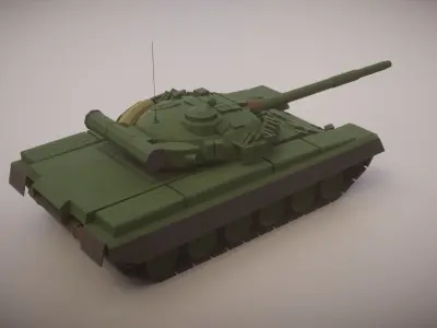 Simple T-80BV Tank Low-poly 3D model