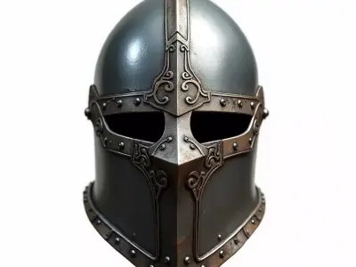 Iron Sovereign Medieval Fantasy Knight Helmet 3D Model Low-poly 3D model