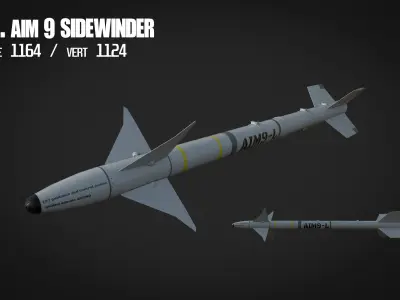 11 in 1 air to air missile Low-poly 3D model Low-poly 3D model