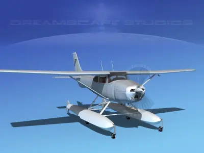 Cessna 182 Seaplane Bare Metal 3D model