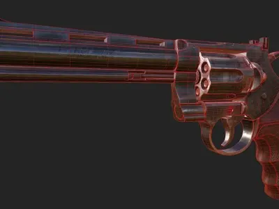 PBR Colt Python 357 Magnum Revolver Mid-poly game ready Low-poly 3D model