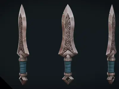 Stylized Fantasy Dagger - Game Ready Hand Painted Weapon Low-poly 3D model