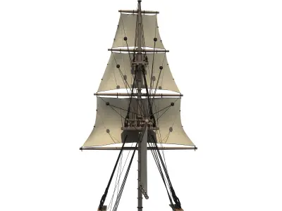 White Sailing Ship Mast 3 3D model