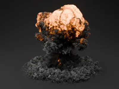 Massive Fire Explosion Effect VDB For Blender 3D model