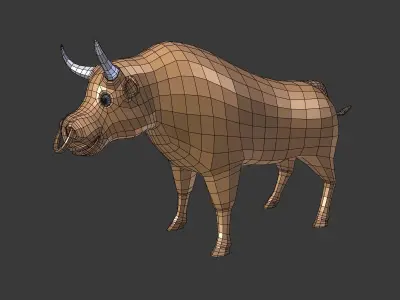 Cartoon Bull Low-poly 3D model