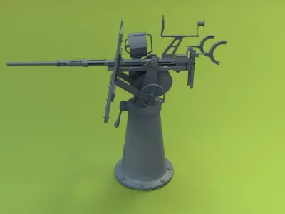 Oerlikon 20mm AA gun Low-poly 3D model