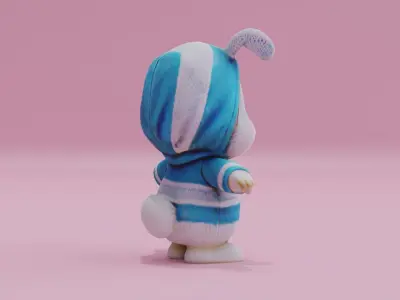 Easter Bunny is wearing hoodie Toy Cute T-Pose Low High Poly Low-poly 3D model