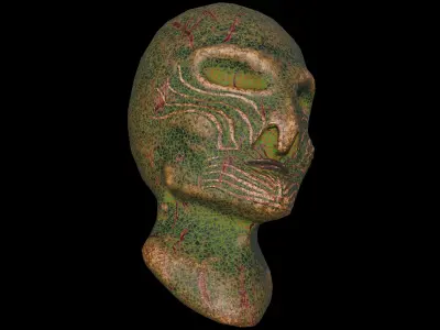 Alien creature bust Low-poly 3D model Free low-poly 3D model