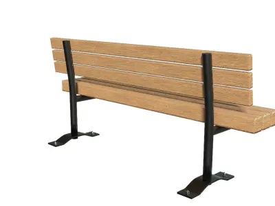 Bench 7 wooden Low-poly 3D model