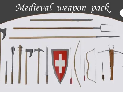 Medieval weapon pack Free low-poly 3D model