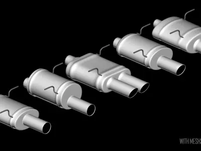 Car Muffler Exhaust Pack  Low-poly 3D model
