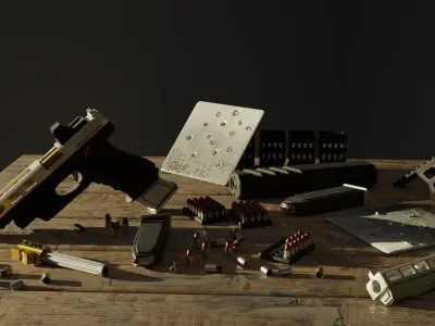 Collection of guns and SMGs 3D 3D model