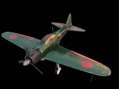 Mitsubishi A6M Zero Aircraft airplane fighter Low-poly 3D model