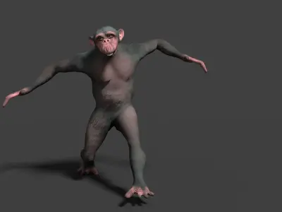 CHIMPAZEE monkey running Low-poly 3D model