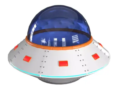 Cartoon UFO PBR Low-poly 3D model