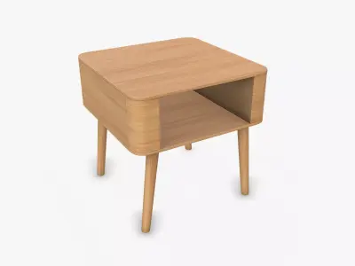 Simple Wooden End Table Low-poly PBR Free low-poly 3D model