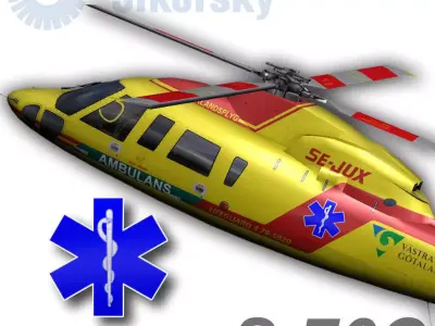 Sikorsky S-76C Norrlandsflyg Low-poly 3D model