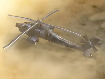 AH64A Apache Helicopter Gray Low-poly 3D model