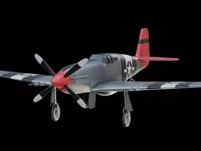 P51B Mustang Fighter Aircraft Low-poly 3D model