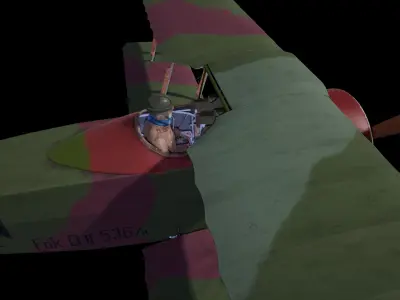 Fokker D2 plane Low-poly 3D model