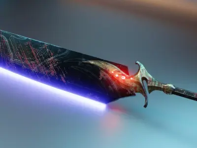 Two-handed Sword PBR Low-Poly Game-Ready 3D Model Low-poly 3D model
