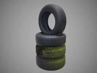 Low poly Tire 04 PBR Game-ready Low-poly 3D model