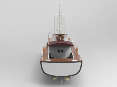 Wooden sail ship 3D model