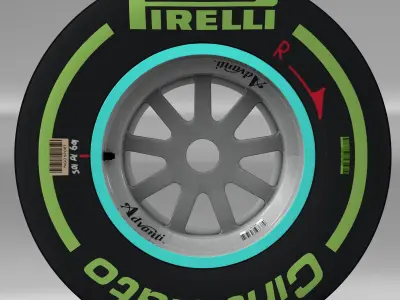 W06 Intermediate rear tyre Low-poly 3D model