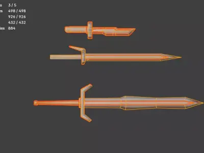 Espadas e faca 3D model