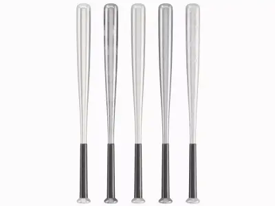 Steel Baseball Bat Set Low-poly 3D model