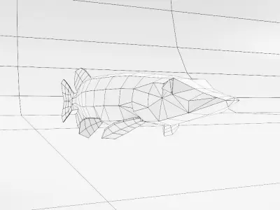 Northern pike fish low poly 3d model  Low-poly 3D model