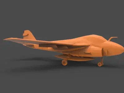 Grumman A-6 orange airplane 3D print model